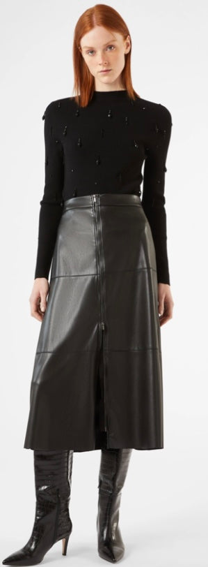 PENNYBLACK Black Faux Leather A-Line Skirt