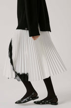 Load image into Gallery viewer, Beatrice B White Pleated Skirt with Black Lace Inserts
