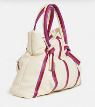 Load image into Gallery viewer, Essentiel Antwerp Ecru , Purple &amp; Burgandy Stripe Shopper Bag
