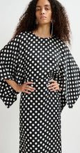 Load image into Gallery viewer, Essentiel Antwerp Black &amp; White Polka Dot Cape Sleeve Dress
