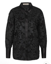 Load image into Gallery viewer, RDF Black Lace Blouse with satin Cuff &amp; Collar
