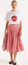 Load image into Gallery viewer, Compania Red &amp; Pink Stripe Poplin Cotton Midi Skirt
