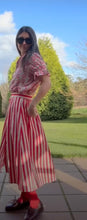 Load image into Gallery viewer, Compania Red &amp; Pink Stripe Poplin Cotton Midi Skirt
