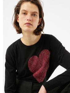 PENNYBLACK Black Cotton & Cashmere Heart Sweater