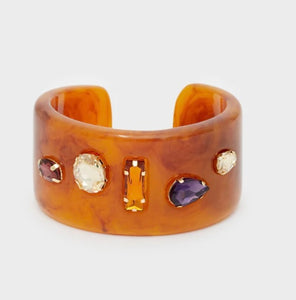 Nali Tan / Brown Resin Bracelet with crystals