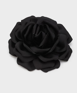 Nali Black Satin Rose Corsage Brooch / Hair Clip