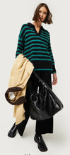 Load image into Gallery viewer, Compania Fantastica Green &amp; Black Stripes Jumper with collar
