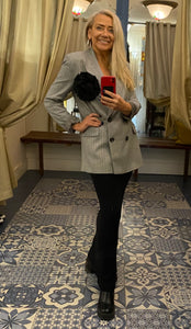 PENNYBLACK Grey Pinstripe Double Breasted Boyfriend Blazer