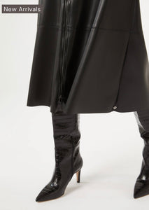 PENNYBLACK Black Faux Leather A-Line Skirt