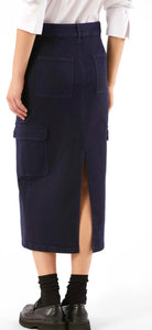 Pennyblack Navy Denim Cotton Cargo Skirt