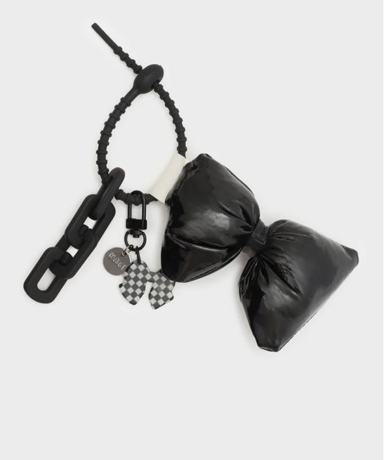 Nali Black Puffy Bow KeyRing / Handbag Decor