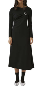 Beatrice B Black Jersey Long Sleeve Asymmetrical Dress