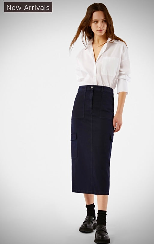 Pennyblack Navy Denim Cotton Cargo Skirt