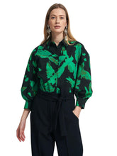 Load image into Gallery viewer, Essentiel Antwerp Black &amp; Green Taffeta Puffed Sleeved Shirt
