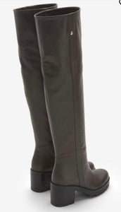 Ottodame Black Leather Over Knee Boots