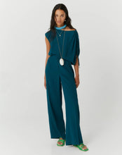 Load image into Gallery viewer, Beatrice B Teal Asymetric Silk Top
