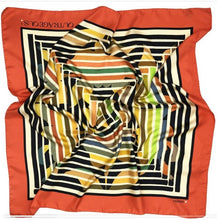 Load image into Gallery viewer, Tidings Large Orange “Outrageous “ Silk Scarf
